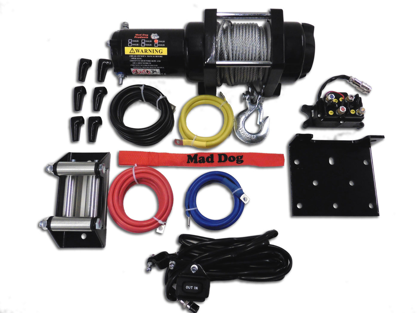 Mad Dog 2500 lb. Steel Cable ATV/UTV Winch w/ Winch Mount Plate