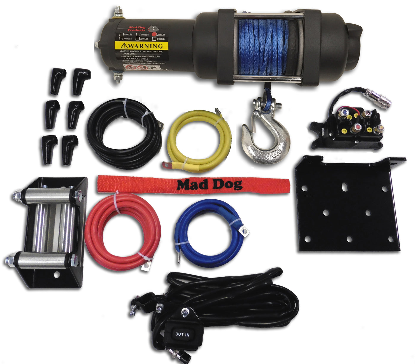 Mad Dog 3500 lb. Synthetic Rope ATV/UTV  Winch w/ Winch Mount Plate