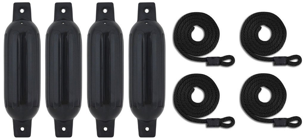 Mad Dog 6.5" x 23" Fenders with 5' Fender Lines Kit(4-Pack)